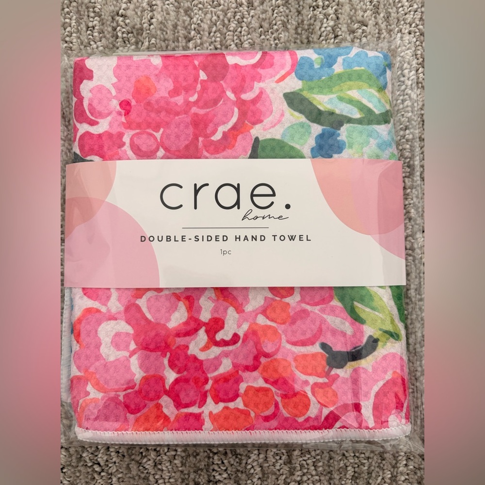 NWT crae. Home Double-Sided Hand Towel - Pink Floral (Retails $20 online)
